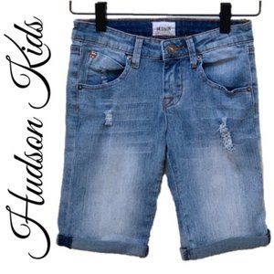 HUDSON GIRLS 12 DISTRESSED BERMUDA JEAN SHORTS